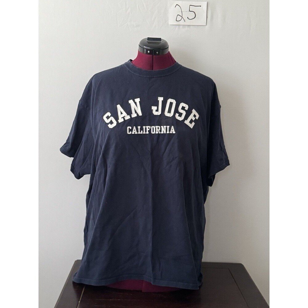 MV Sport San Jose California T-Shirt Men’s XXL Navy Spell Out Vintage Style
